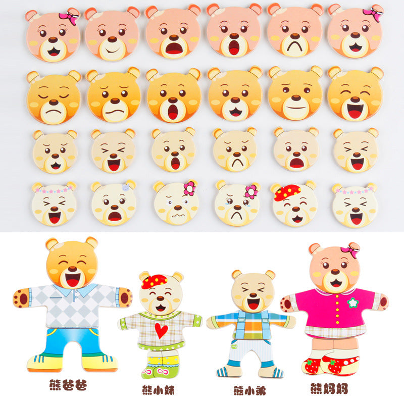 Cartoon Bear Wooden Dressing Puzzle