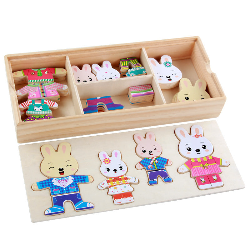 Cartoon Bear Wooden Dressing Puzzle