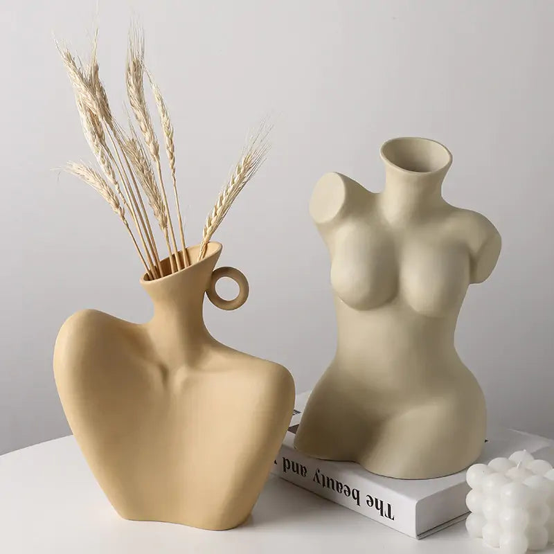 Human Sculpture Ceramic Vase for Home Decor