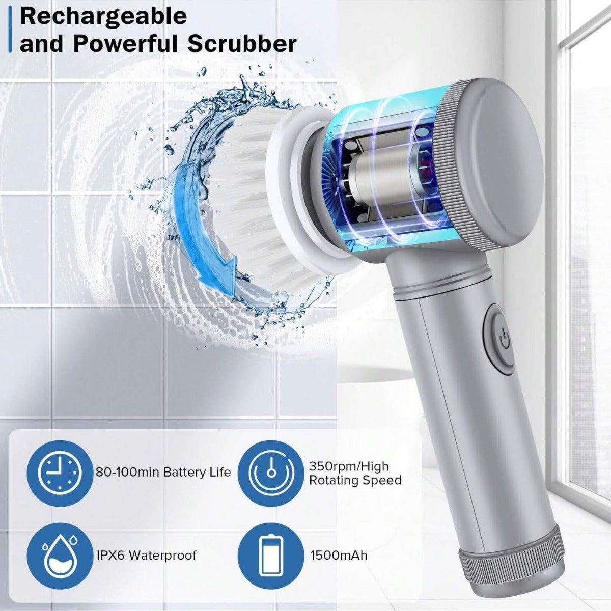 Handheld Electric Scrubber | Kitchen, Bathroom & Tile Cleaning Brush