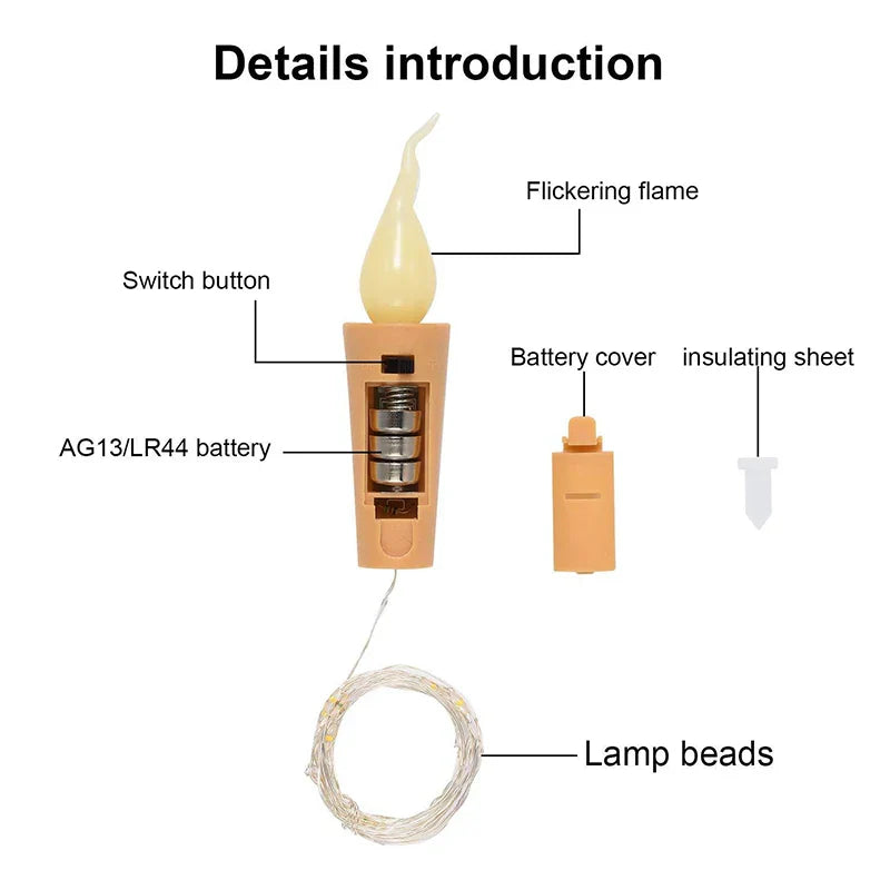 Candle Head Lights Battery Bottle Stopper